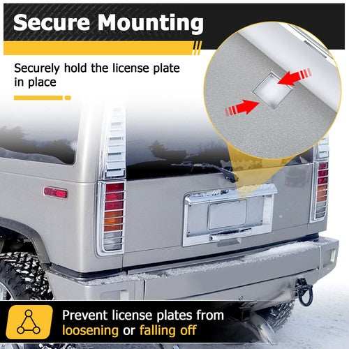 Rear License Plate Trim Cover Frame for 2003 2005 Hummer H2 SUV Chrome With Holes
