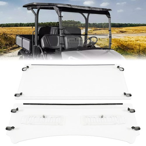 DURAFORCE New Front Vented Windshield 2 PIECE Clear For Kubota RTV1140 CPX 2009-2016