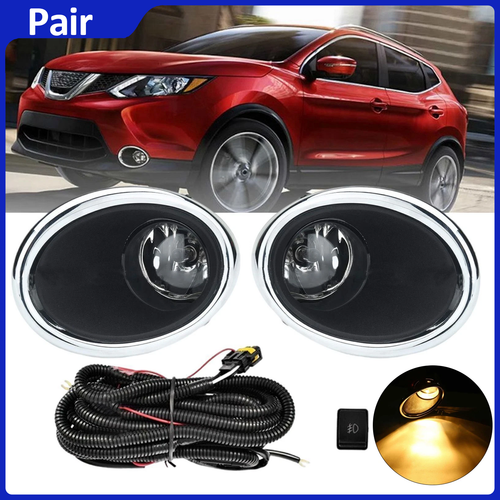 DURAFORCE For Nissan Rogue Sport 2017-2019 Fog Lights Lamp Bulb+Switch+Harness+Cover Set