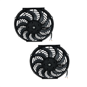 DURAFORCE 2× 12" Electric Radiator Cooling Slim Fans Push Pull Mount Black For Universal