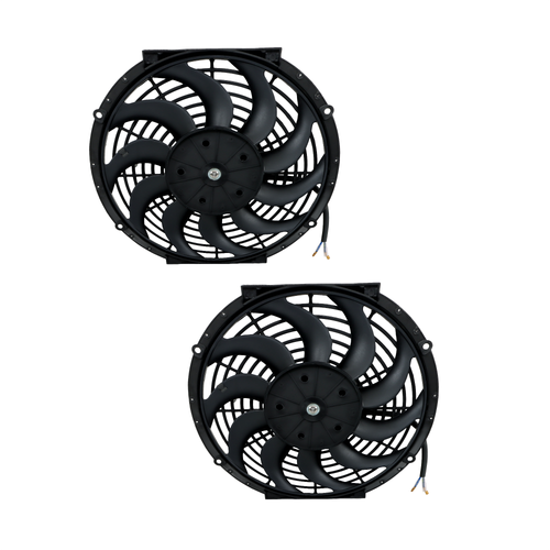 DURAFORCE 2× 12" Electric Radiator Cooling Slim Fans Push Pull Mount Black For Universal