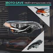 DURAFORCE For Toyota Corolla L LE Eco 2017-2019 Headlight Replacement Halogen Clear Lens R
