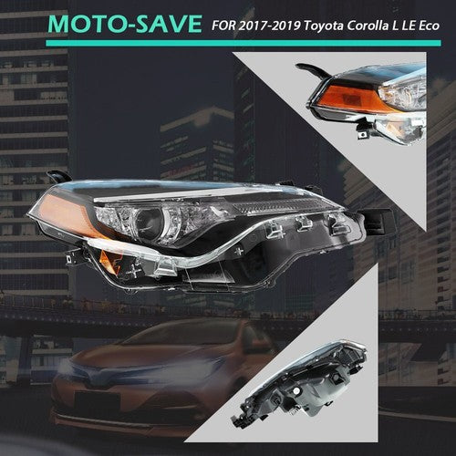 DURAFORCE For Toyota Corolla L LE Eco 2017-2019 Headlight Replacement Halogen Clear Lens R