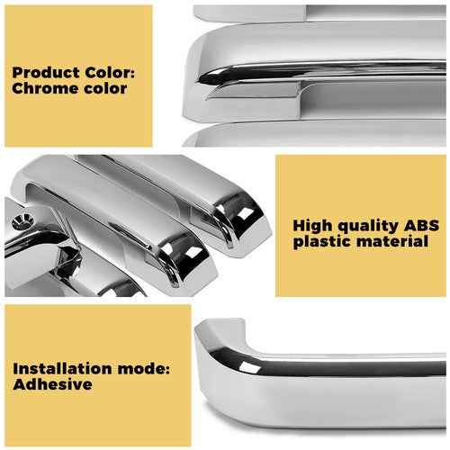4x Chrome Door Handle Cover Cap Trim Kit No SMKH for 2017-2020 Ford F-250 F-350