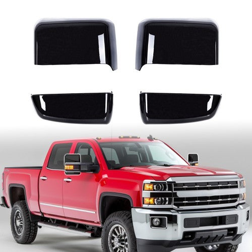 DURAFORCE Fits Gloss Black Tow Mirror Cap Cover for Chevy Silverado GMC Sierra 2014-2019