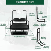 DURAFORCE For EZGO Medalist/TXT 1995-UP Golf Cart Black Rear Flip Seat Kit W/ Grab Bar