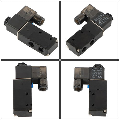 DURAFORCE 1/4" 3 Way 2 Position Inline Directional Control Electric Solenoid Valve 24V DC