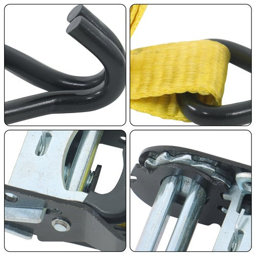 DURAFORCE 4 Pc 1.5" inch x 16' Ft Ratchet Tie Down Cargo Straps 1100 Lbs J Hooks