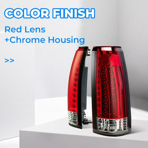 Tail Lights Lamp LED Red Pair for 1988-1998 Chevy K1500 GMC C1500