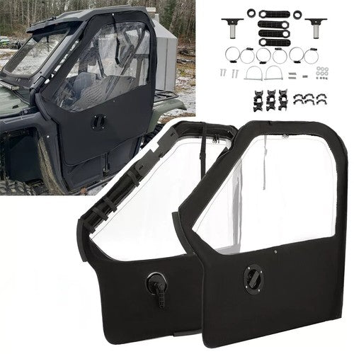 DURAFORCE Left &Right Soft Doors Cab Enclosures For Honda Pioneer 500 2015-2024 Black