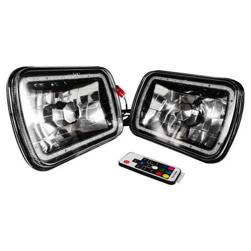 DURAFORCE 7X6" 5x7 7 Colors Change RGB LED Halo Headlights Lamps Driver & Passenger Side