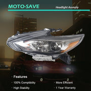 DURAFORCE For Nissan Altima 2016-2018 Headlights W/O LED DRL Black Driver Left Side LH