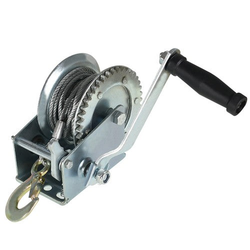 DURAFORCE 1600lbs Hand Winch Hand Crank Trailer Winch W/10m (32ft) Cable Manual Winch