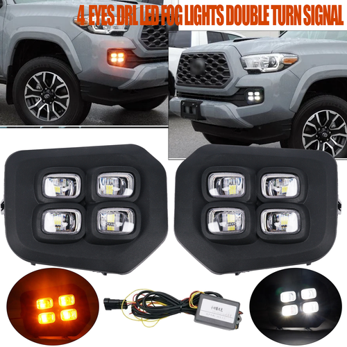 DURAFORCE Fog lights 4-Eyes DRL LED Double Turn Signal for 2016-2023 for Toyota Tacoma