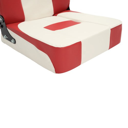 DURAFORCE Boat Seat Low Back Folding Fishing White+Red Seat Captain Chair Foam Padding
