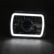 DURAFORCE 7" 7X6 LED White CCFL Halo Diamond Cut Gray Lens Projector Headlights