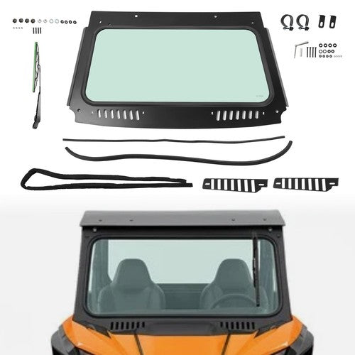 DURAFORCE Front Windshield Glass Window with Vent Wipers for Kawasaki Teryx KRX 1000 2020 2026