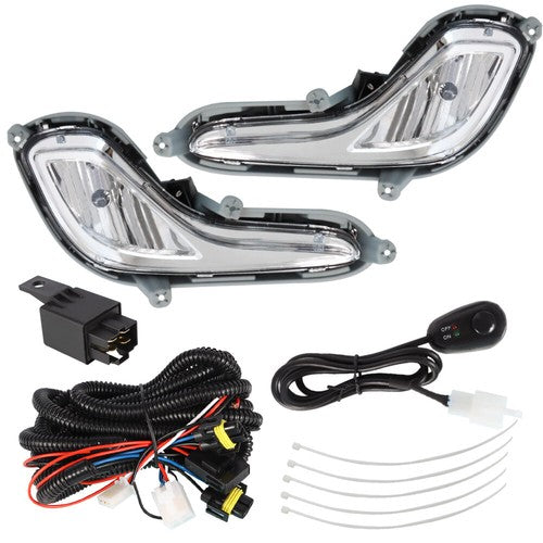 DURAFORCE Front For Hyundai Accent 2012-2017 Bumper Fog Light Lamp Clear Lens w/Bulbs