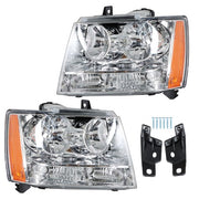 DURAFORCE Headlights Chrome New For Chevy Avalanche/Suburban/Tahoe 2007-2014 Halogen Pair