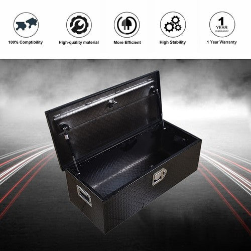 DURAFORCE 30 Inch Cuboid Black Aluminum Under Storage Tool Box For Trailer Pickup Truck