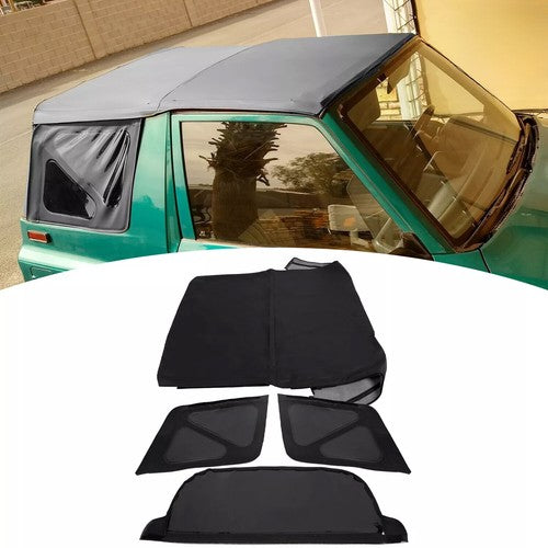 DURAFORCE For 95-98 Suzuki Sidekick Geo Tracker Soft Top & Zip Out Tinted Windows Black