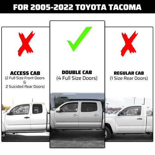 Running Boards For Toyota Tacoma 2005-2023 Double Cab Black Side Steps Nerf Bar