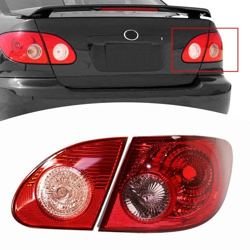 DURAFORCE Outer Inner Tail Lights Clear Lens for 2003-2008 for Toyota Corolla Right Side