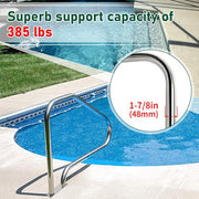 DURAFORCE 46x35" 304 Stainless Steel Swimming Pool Ladder Step Handrail In-Ground