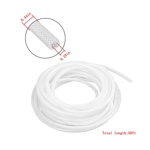 DURAFORCE Plastic Vinyl Tubing 50 ft High Pressure Clear Braided Hose 1/4" ID × 7/16" OD