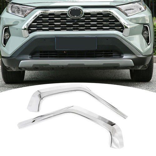DURAFORCE Front Upper Grille Mesh Cover Trim for Toyota RAV4 2019-2025 ABS Chrome 2x