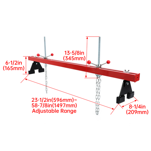 Engine Support Bar 1100lb Motor Transverse Bar Lift Holder Dual Hook Cross