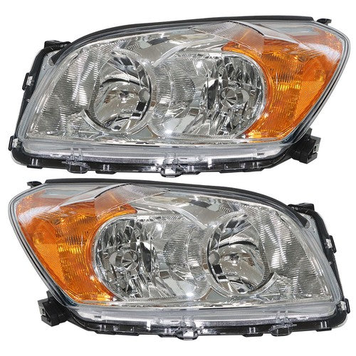 DURAFORCE Black Housing Headlamp Halogen Type Right & Left For Toyota Rav4 Sport 2009-2012