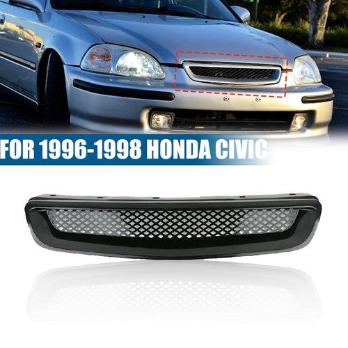 DURAFORCE Black Mesh ABS Front Hood Grille Grill for 1996-1998 for Honda Civic EJ JDM