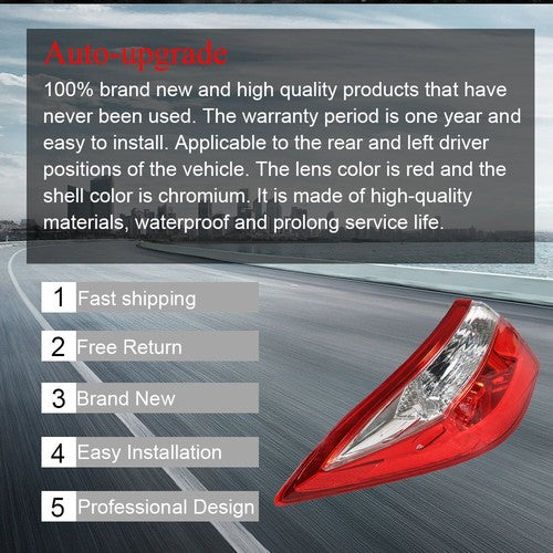 DURAFORCE For 14-16 Toyota Corolla Red Tail Light Signal Lamp Rear Left Driver Side Outer