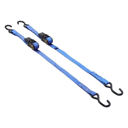 DURAFORCE Ratchet Strap*2 Steel+Polyester Blue Fracture Strength 2400lbs 1in*4ft S Hooks