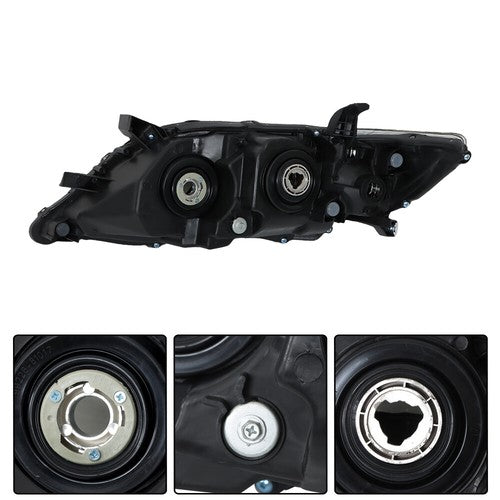 DURAFORCE Headlights Black Fog Lights+Switch Kit For 10-11 Toyota Camry SE Left+Right Side
