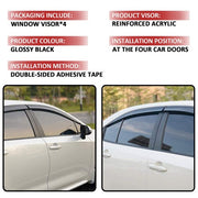 DURAFORCE Window Vent Visor Sun Rain Guard Gloss Black 4PCS for 2008-2012 for Honda Accord
