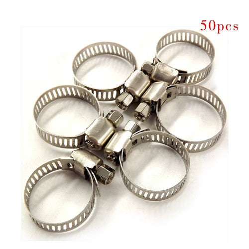 DURAFORCE Stainless Steel Adjustable 50pcs 1/2"-3/4" Drive Hose Clamps Fuel Line Worm Clip