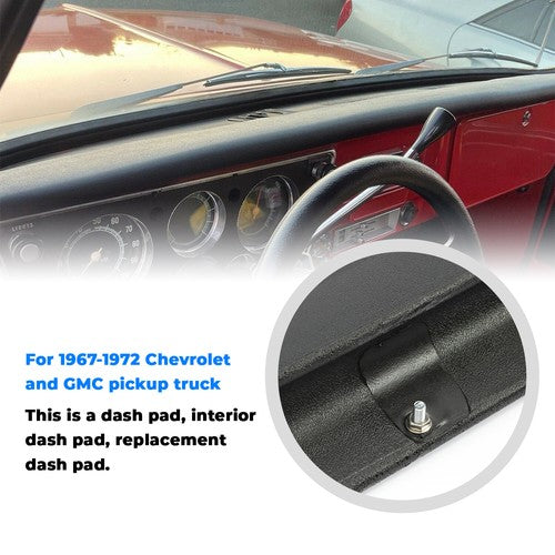 1967 1972 Chevy GMC C10 Truck Dash Pad Cover Black 67 68 69 70 71 72