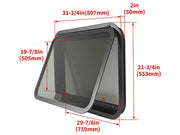 DURAFORCE 30"×20" Emergency Exit Push-Out Glass Window for RV Camper Window w/ Trim&Screen