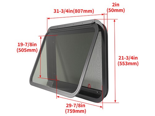 DURAFORCE 30"×20" Emergency Exit Push-Out Glass Window for RV Camper Window w/ Trim&Screen