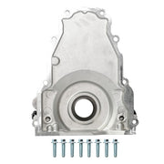 DURAFORCE New Timing Cover w/ 10an Turbo Oil Drain Fitting for GM LS Gen 3 4.8 5.3 5.7 6.0