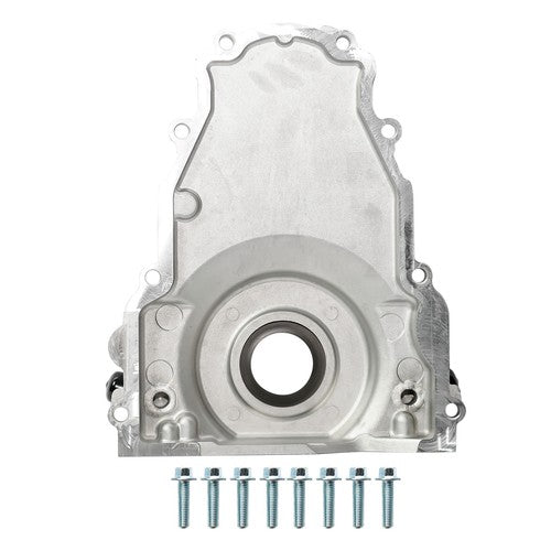 DURAFORCE New Timing Cover w/ 10an Turbo Oil Drain Fitting for GM LS Gen 3 4.8 5.3 5.7 6.0