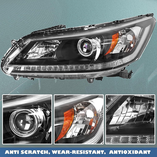 DURAFORCE For 2013-2015 Honda Accord Sedan Pair Projector Headlights Halogen Headlamps Set