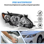 DURAFORCE Headlights Headlamp Pair Black Housing for 2011-2013 for Toyota Corolla LE XLE