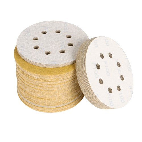 DURAFORCE 100 Pack 5 Inch 8-Hole 100 Grit Hook-and-Loop Sanding Disc Sander Paper