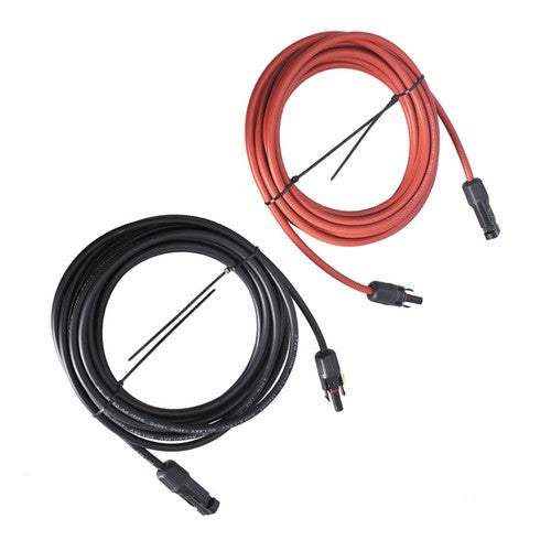 DURAFORCE 1 Pair 12AWG Black + Red Solar Panel Extension Cable Wire Connector