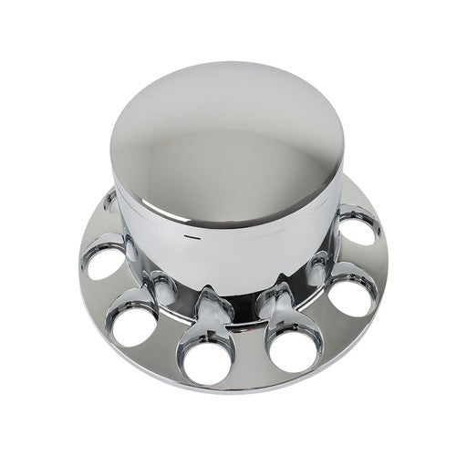 DURAFORCE Semi Truck 33mm Chrome Wheel Axle Covers w/ Hub Caps Lug Nuts
