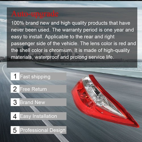 DURAFORCE For 14-16 Toyota Corolla Red Tail Light Signal Lamp Right Passenger Side Outer