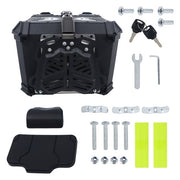 DURAFORCE 45L Aluminum Black Hard Motorcycle Trunk With Silver Hanging Plate Rear Trunk